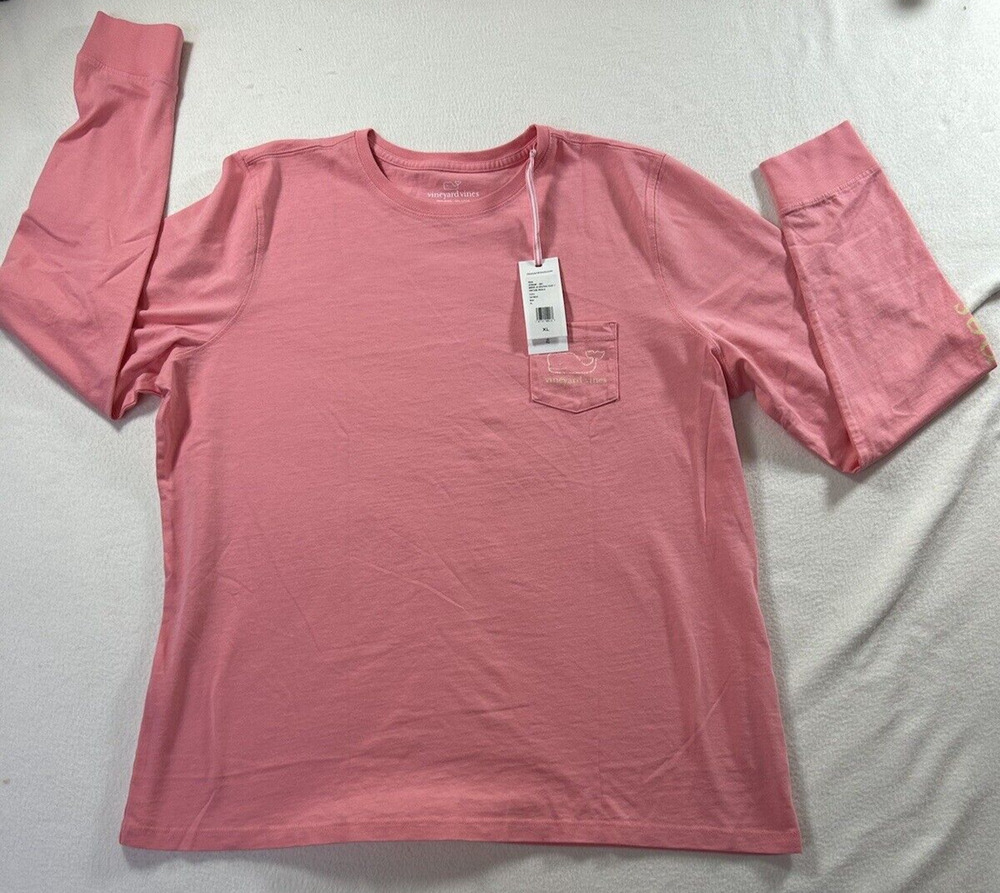 Vineyard Vines Womens Pink Long Sleeve NEW with tags Pocket T-Shirt Size XL